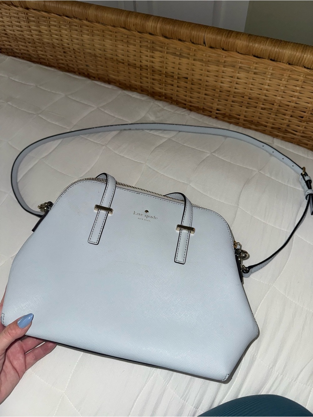 kate spade Pale Blue Dome Satchel with Crossbody Strap
